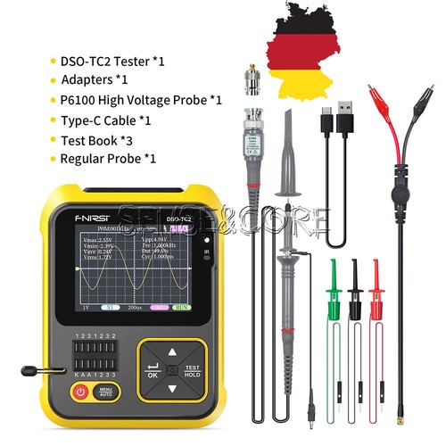 خرید از ایبی - تستر ترانزیستور اسیلوسکوپ دیجیتال دستی FNIRSI DSO-TC2 200kMHz 2.4 اینچی