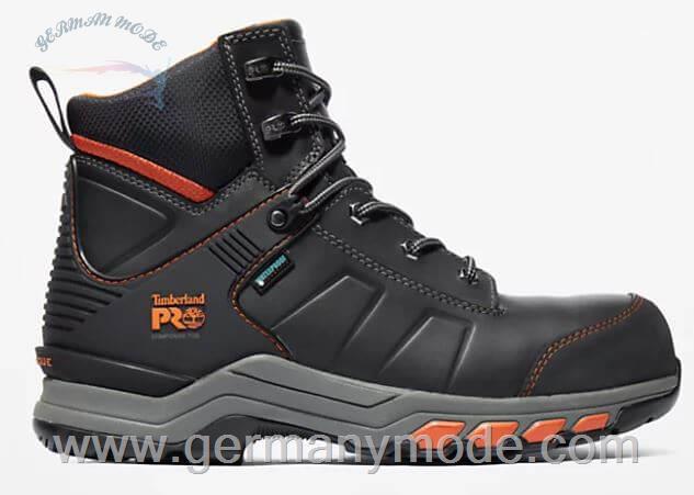 بوت کار ضد آب مردانه تیمبرلند آمریکا TIMBERLAND PRO HYPERCHARGE 6 INCH WORK BOOT WITH TOE PROTECTION FOR MEN IN BLACK ORANGE