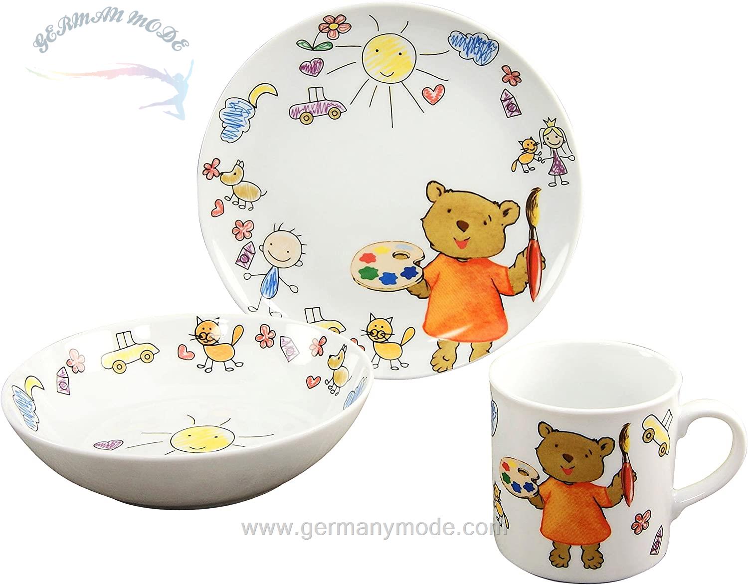 سرویس غذاخوری چینی تدی بچگانه 3 پارچه کراتیبل CreaTable Kindergeschirr-Set Teddy (3-tlg), Porzellan