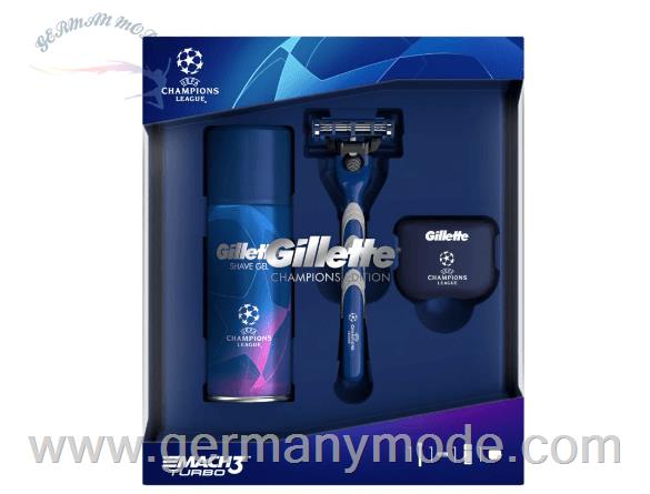 خود تراش و ژل اصلاح ژیلت آمریکا Gillette Mach3 Turbo Champions League Set