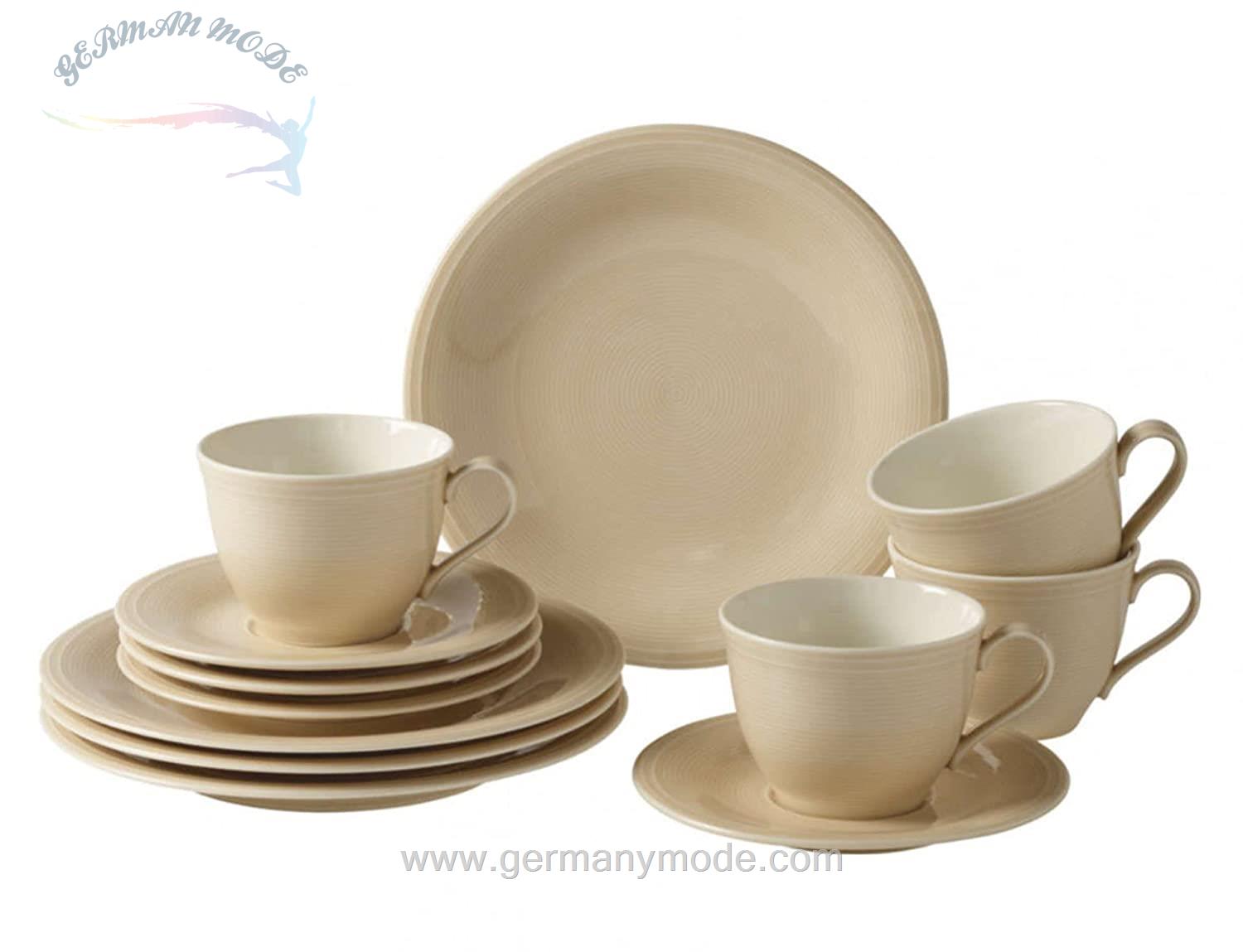 سرویس قهوه خوری چینی 18 پارچه 6 نفره سلتمن ویدن آلمان Seltmann Weiden Kaffeeservice BeatSandy Beige (18-tlg.)