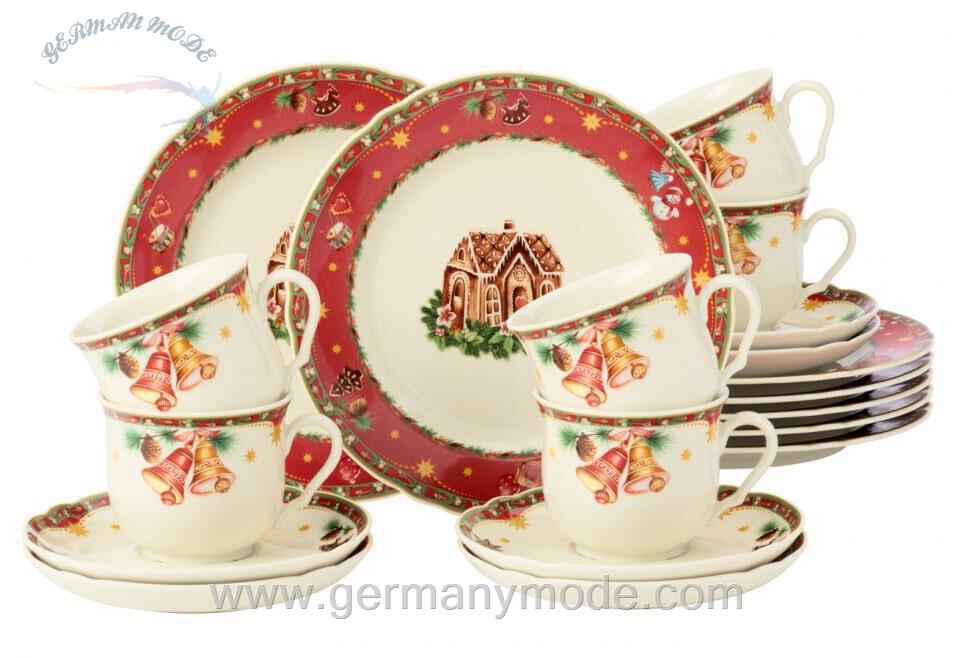 سرویس قهوه خوری چینی 18 پارچه 6 نفره سلتمن ویدن آلمان Seltmann Weiden Kaffeeservice Marie-Luise Weihnachtsnostalgie (18-tlg.)