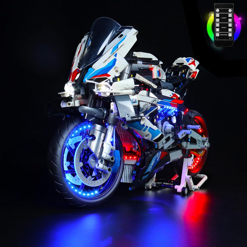 خرید از آمازون - کیت چراغ کنترل از راه دور برای Lego 42130 Technic BMW M 1000 Rr Motorcycle Kit کلکسیونی (نه لگو)، کیت نورپردازی DIY برای موتور سیکلت، چراغ تزئینی برای 42130 هدیه خلاقانه برای بزرگسالان 42130 BMW M 1000 Rr Motorcycle
