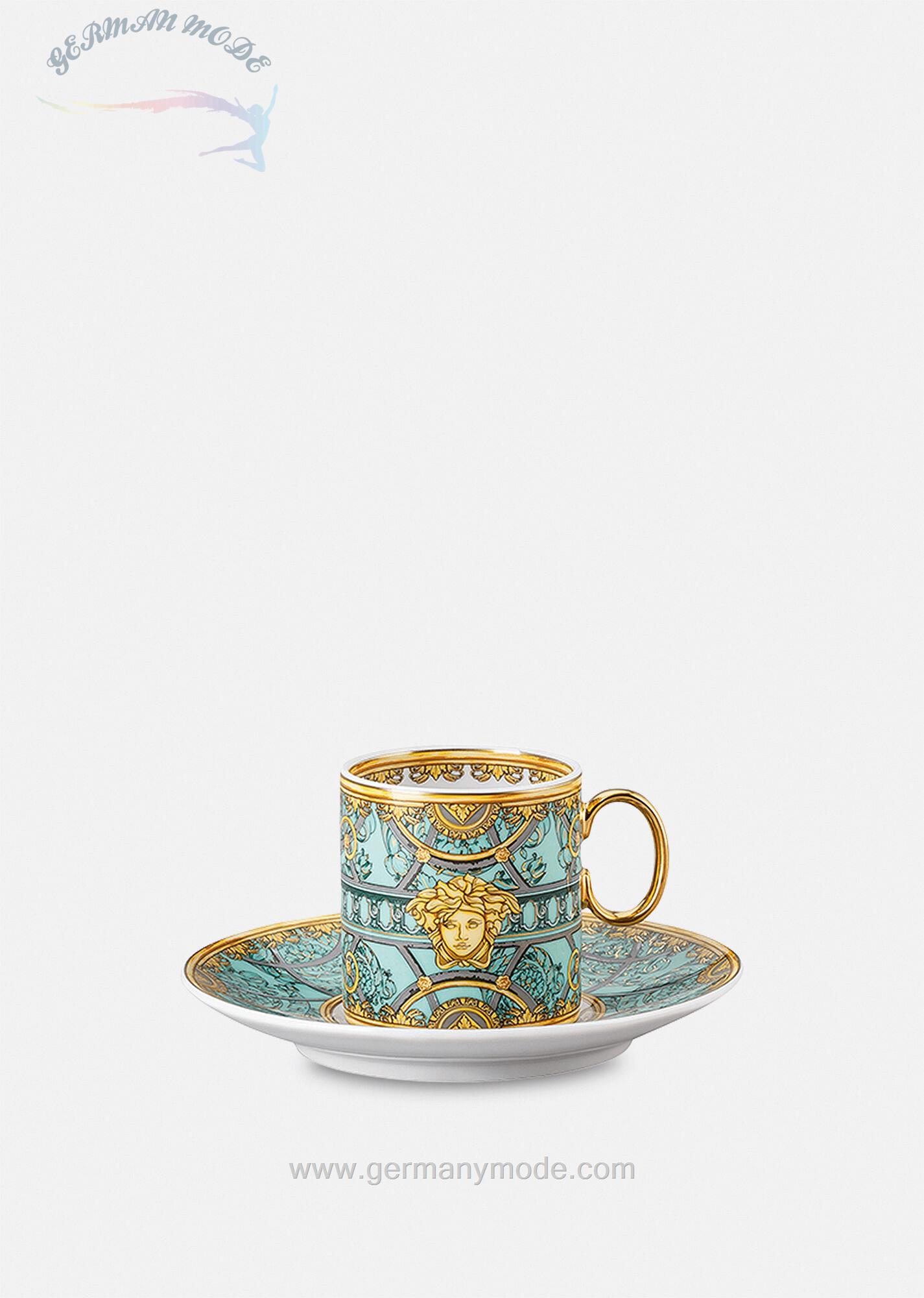 فنجان نعلبکی اسپرسو ورساچه ایتالیا VERSACE SCALA DEL PALAZZO VERDE ESPRESSOTASSE UT