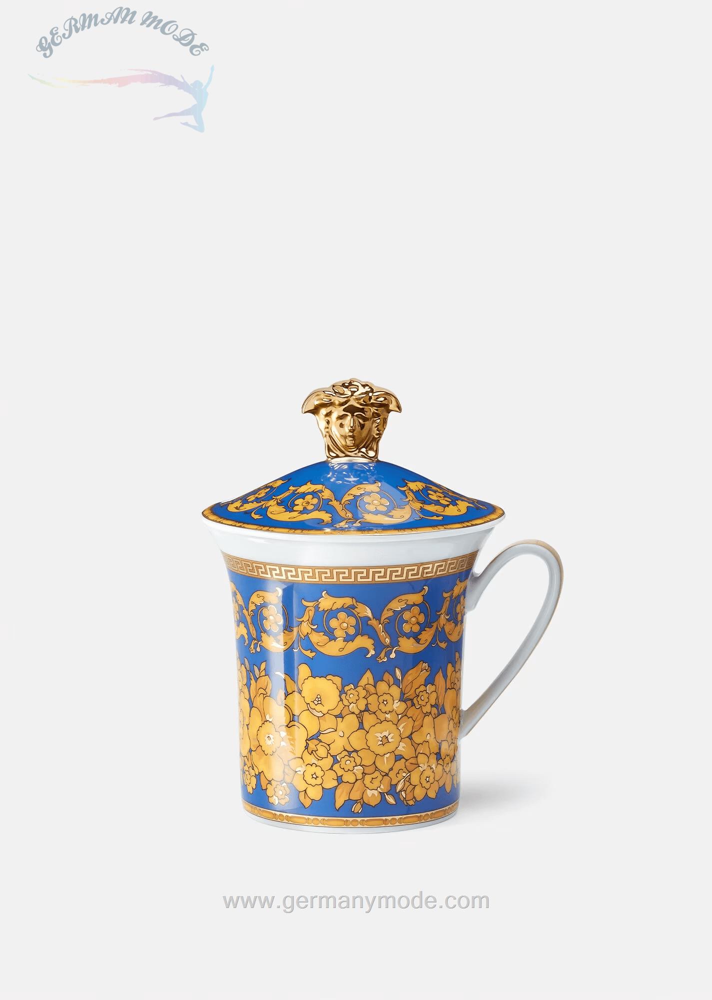 لیوان درب دار چینی روزنتال ورساچه ایتالیا VERSACE FLORALIA BLUE TASSE