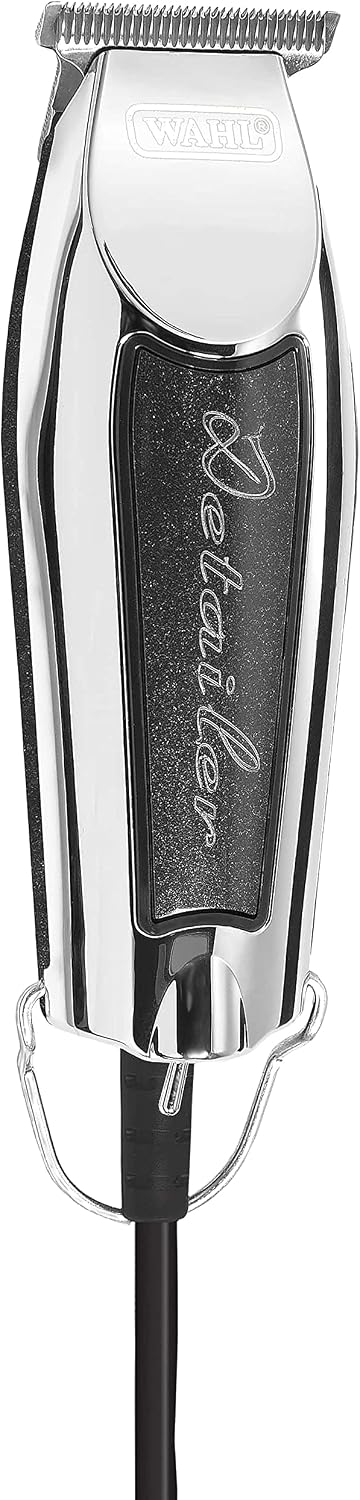 ماشین اصلاح موی سر و ریش تراش صورت برقی وال آمریکا Wahl Detailer Trimmer - تریمر طناب دار قدرتمند برای پردازش لبه و جزئیات کار، مشکی/کروم