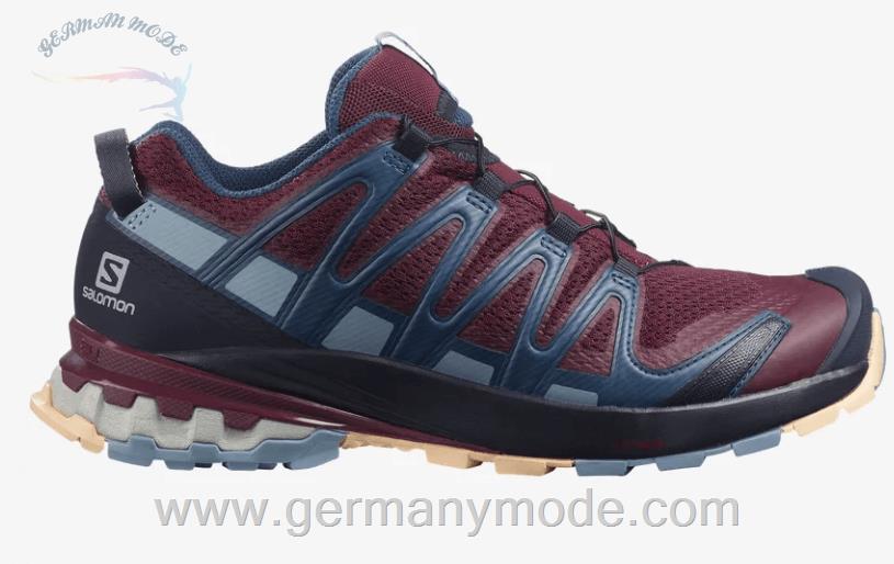 کتانی تریل رانینگ دو کوهستان زنانه سالامون فرانسه SALOMON XA PRO 3D V8 Trailrunning Schuhe Damen Wine Tasting Night Sky Almond Cream