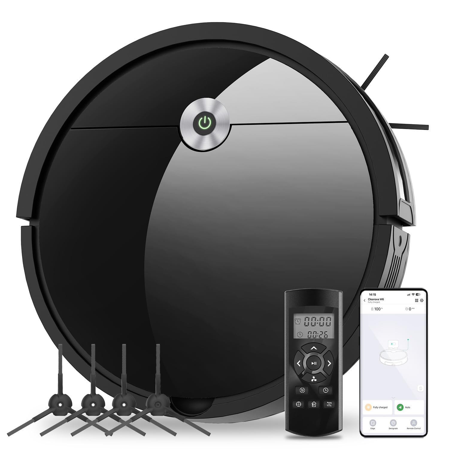 جارو رباتیک ربات جارو برقی W6 با قدرت مکش 2800Pa، ربات جاروبرقی با زمان کارکرد 120 دقیقه، ربات جاروبرقی که در موهای حیوانات گره نمی خورد، ربات جاروبرقی با APP، وای فای، جاروبرقی ربات موی حیوانات