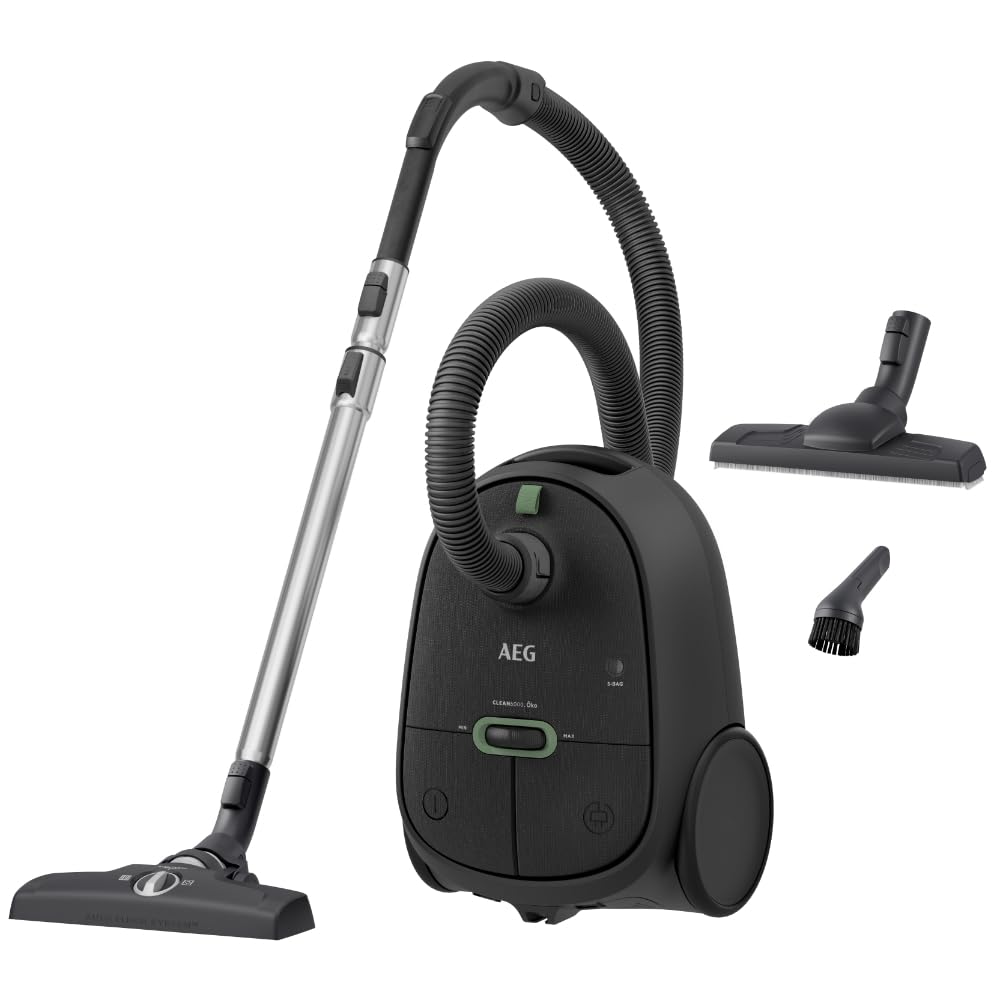 جاروبرقی AEG CLEAN 6000 AB61C1OKO ECO / قدرت مکش بالا / نازل‌های اضافی / چرخ‌های XL / لوله تلسکوپی استیل ضد زنگ / 65% مواد بازیافتی / کابل 12 متری / 750 وات / لوازم جانبی / خاکستری مشکی مات بازیافتی
