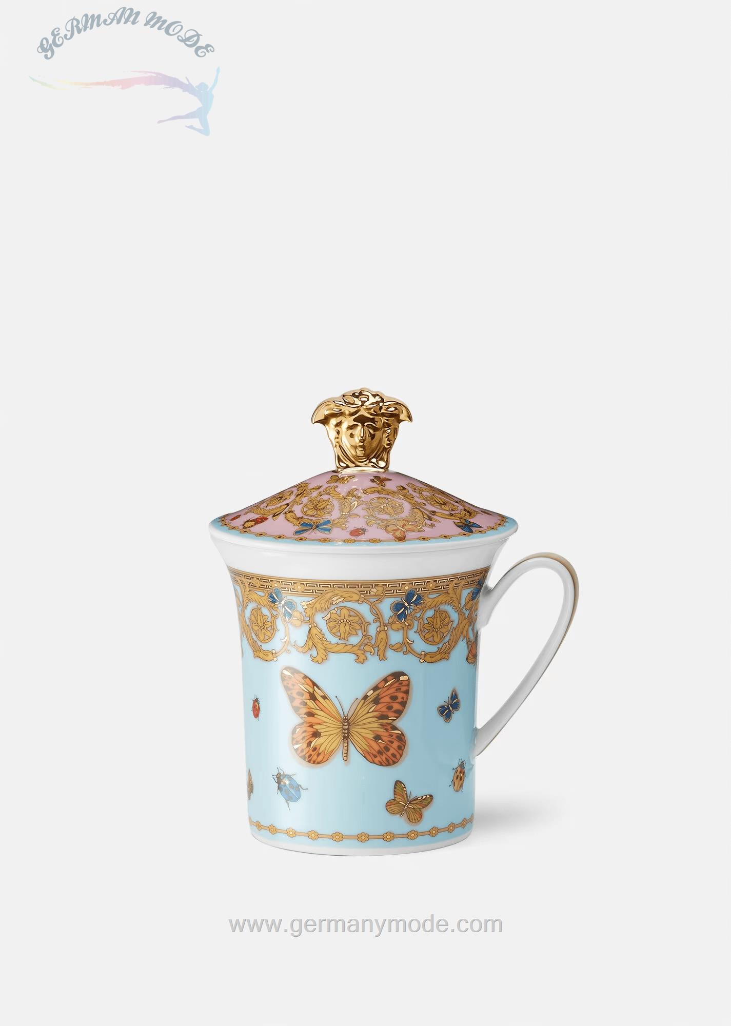 لیوان درب دار چینی روزنتال ورساچه ایتالیا VERSACE LE JARDIN TASSE