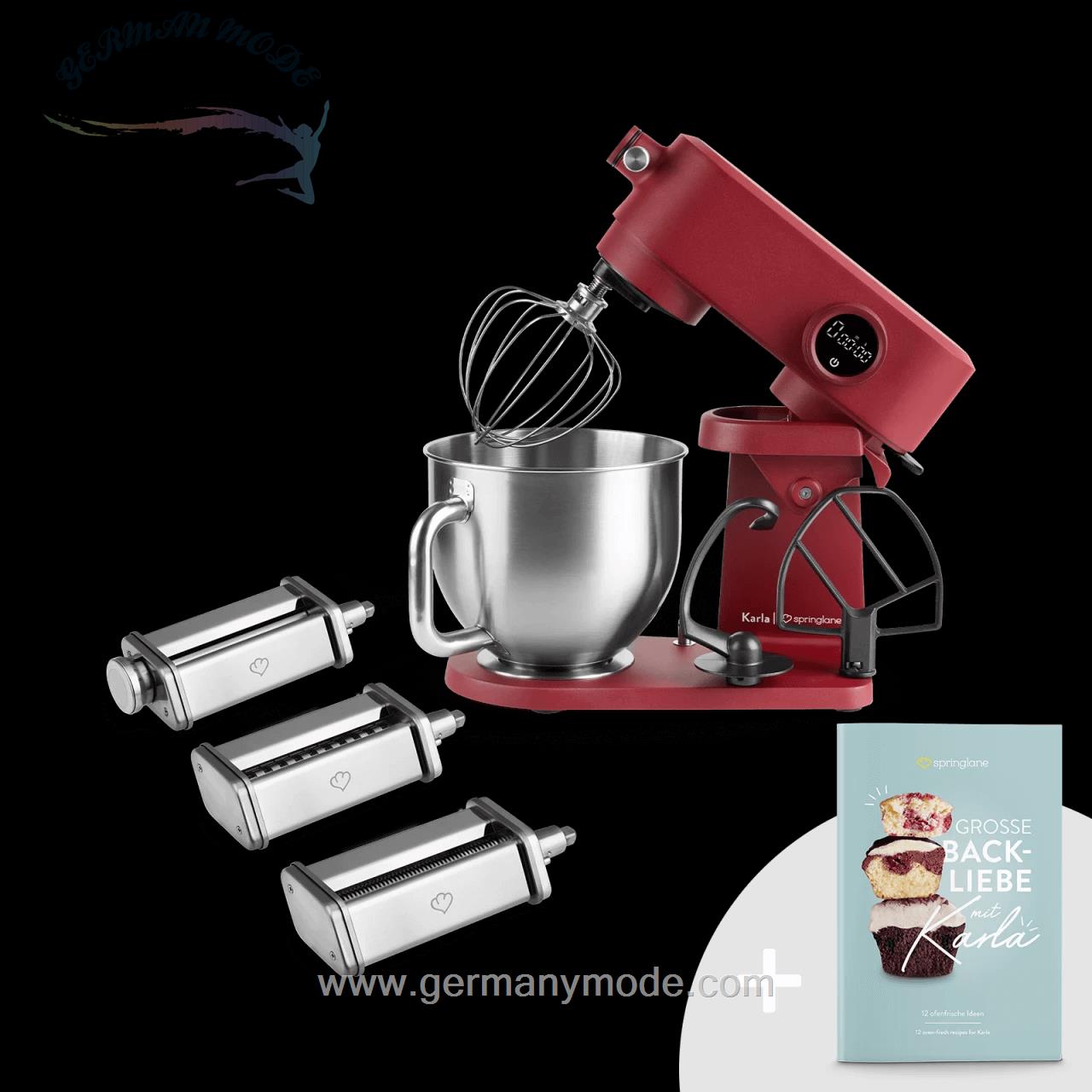 غذا ساز پاستا ساز اسپرینگلن آلمان Springlane Karla Küchenmaschine inkl- Nudel-Aufsatz/rot