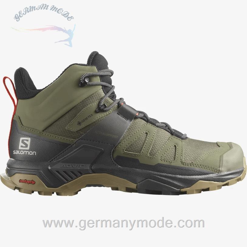 کتانی پیاده روی مردانه سالامون فرانسه SALOMON X ULTRA 4 MID GORE-TEX Hikingschuhe Herren Deep Lichen Green / Peat / Kelp