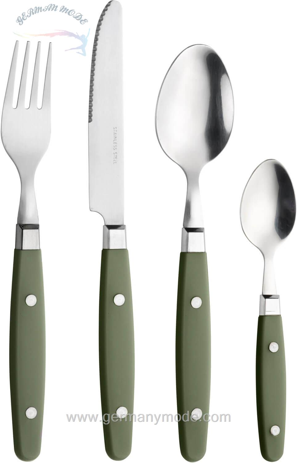سرویس قاشق چنگال 24 پارچه پینتینوکس Pintinox Besteck-Set Country 24-teilig olivgrün