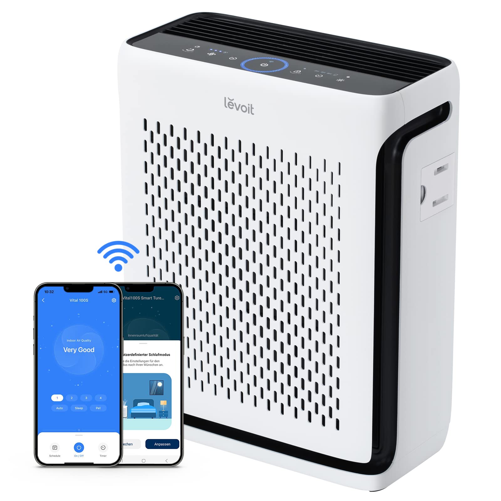 خرید از آمازون - دستگاه تصفیه هوا LEVOIT H13 HEPA برای افراد مبتلا به آلرژی برای آپارتمان 52㎡، اتاق سیگار، تصفیه کننده هوا 23dB با سنسور گرد و غبار و نور، حالت حیوانی و پیش فیلتر قابل شستشو، در برابر 99.97% کپک، گرده، موی حیوانات و بو