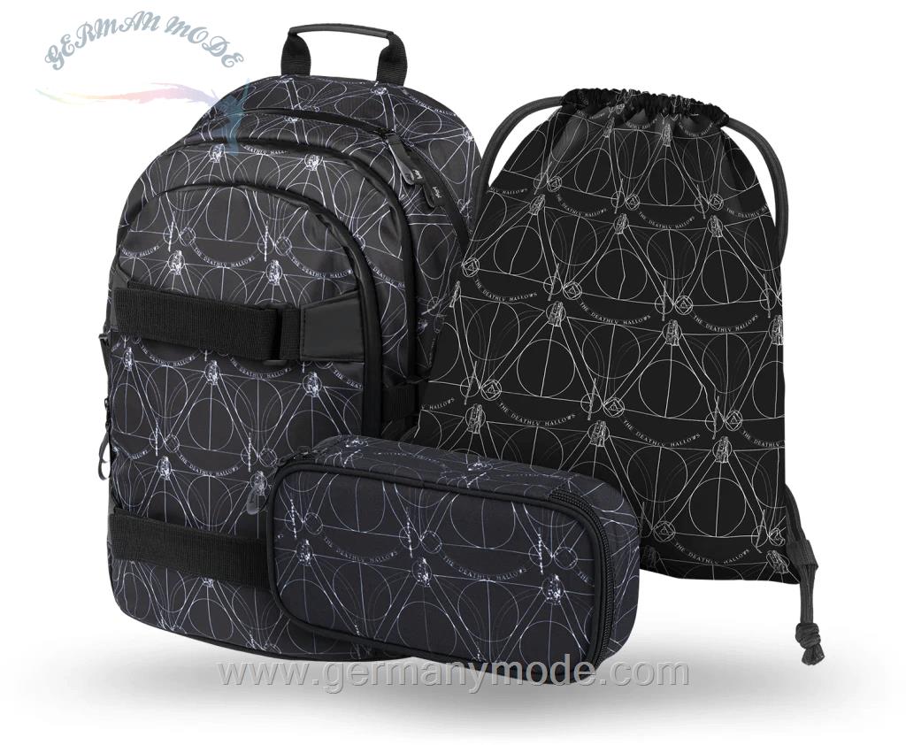 ست 3 تایی کوله پشتی مدرسه کوله ورزشی جامدادی پسرانه بگل Baagl Skate Harry Potter Deathly Hallows Rucksack Set 3tlg Rucksack Federmäppchen Turnbeutel