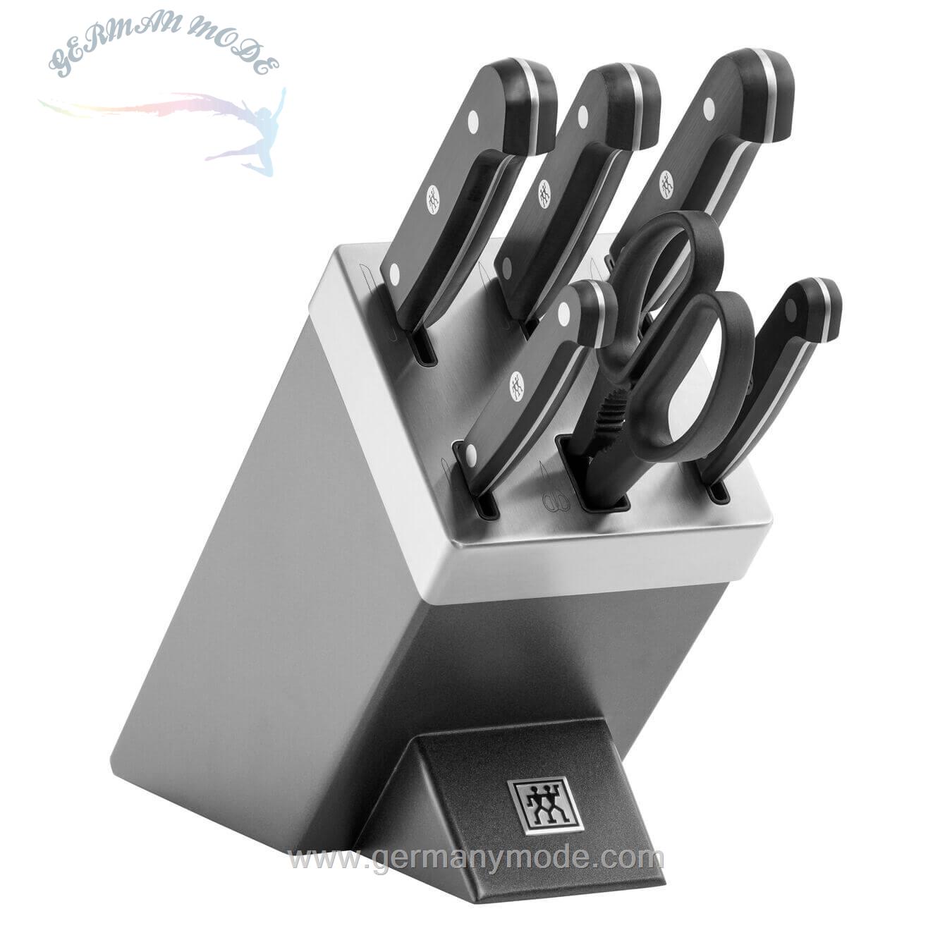 ست چاقو آشپزخانه 7 پارچه زولینگ آلمان ZWILLING GOURMET SELBSTSCHÄRFENDER MESSERBLOCK 7-TLG- GRAU