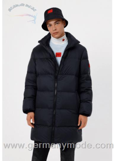 کاپشن مردانه هوگو باس آلمان BOSS HUGO REGULAR-FIT DAUNENMANTEL MIT ROTEM LOGO-ETIKETT SCHWARZ