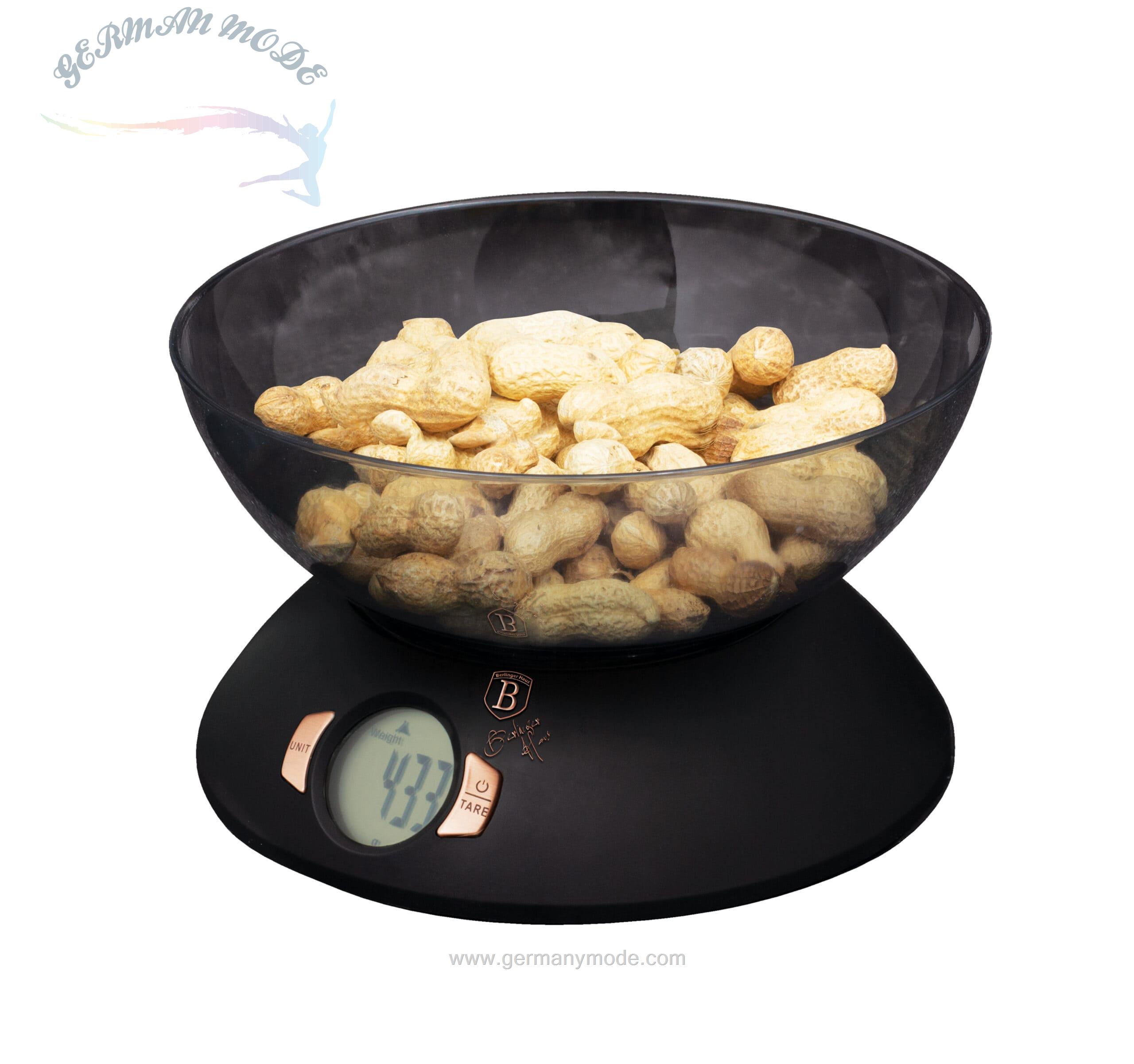 ترازو دیجیتال آشپزخانه برلینگر هاوس مجارستان BERLINGER HAUS KITCHEN SCALE WITH A BOWL BH-9276 BLACK ROSE COLLECTION