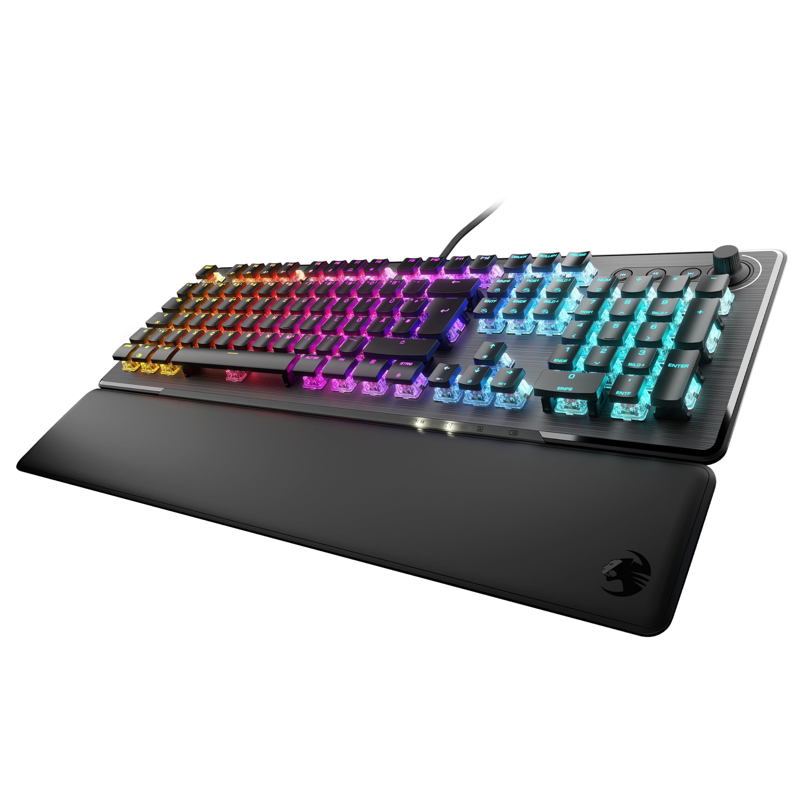 خرید از آمازون - Roccat Vulcan II - صفحه کلید مکانیکی بازی رایانه شخصی، نورپردازی RGB قابل تنظیم، تکیه گاه مچ قابل جدا شدن، سوئیچ خطی Titan II، صفحه آلومینیومی، سوئیچ خطی مشکی سیاه (قرمز)