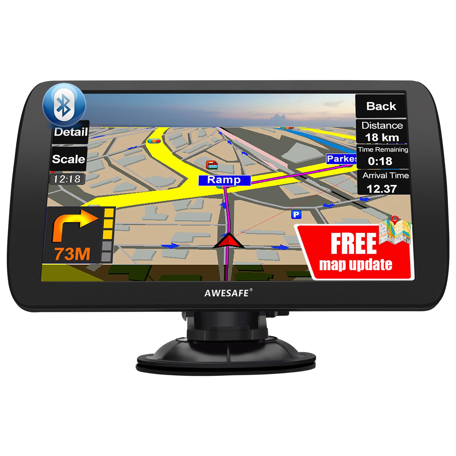 خرید از آمازون - دستگاه ناوبری 9 اینچی کامیون AWESAFE Sat Nav با بلوتوث 2023 ناوبری GPS از به روز رسانی نقشه مادام العمر 9 اینچی با بلوتوث پشتیبانی می کند