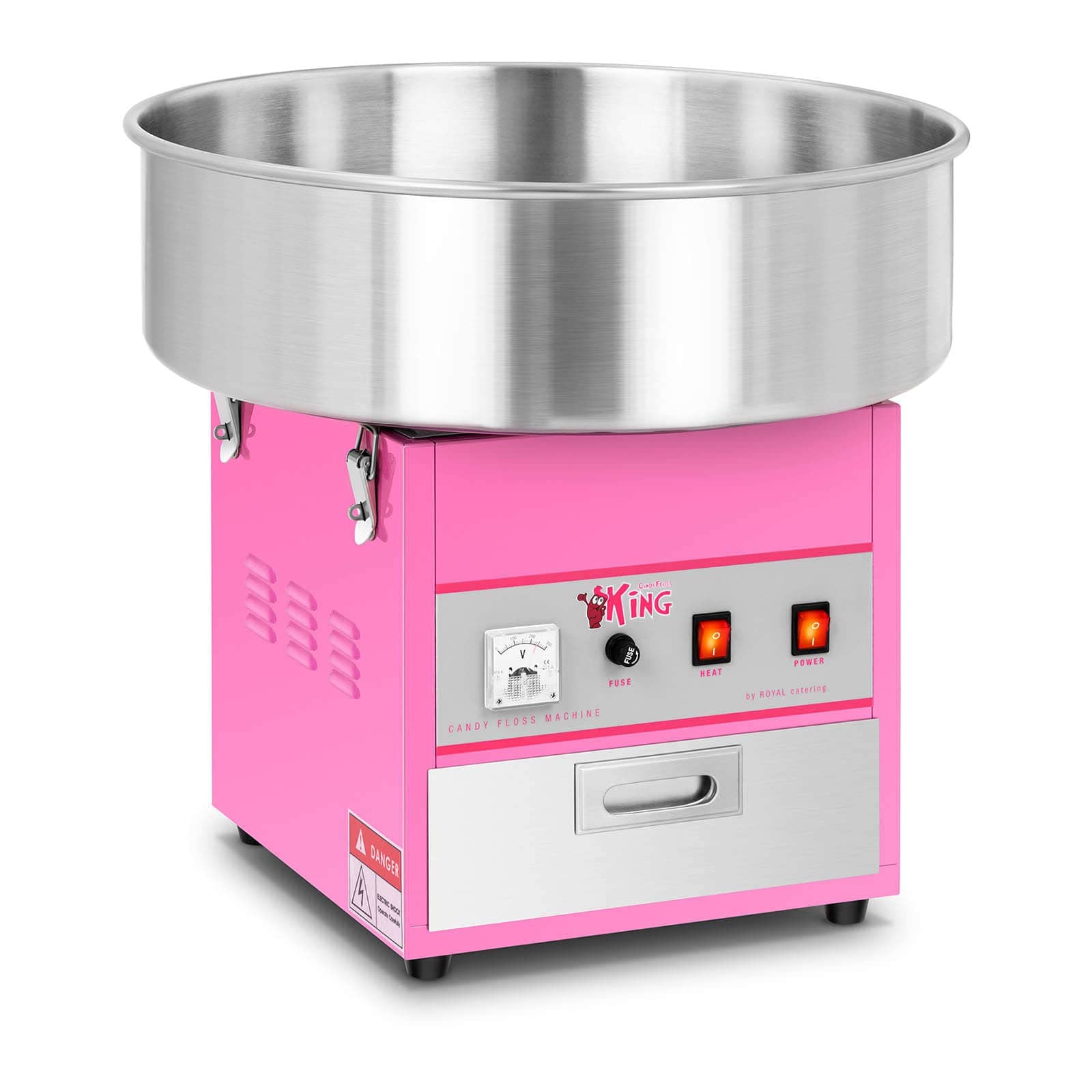 دستگاه پشمک ساز Royal Catering RCZK-1200-W (قطر ۵۲ سانتی‌متر، ۱۲۰۰ وات، ۱ واحد / ۶۰ ثانیه، شامل لوازم جانبی) صورتی