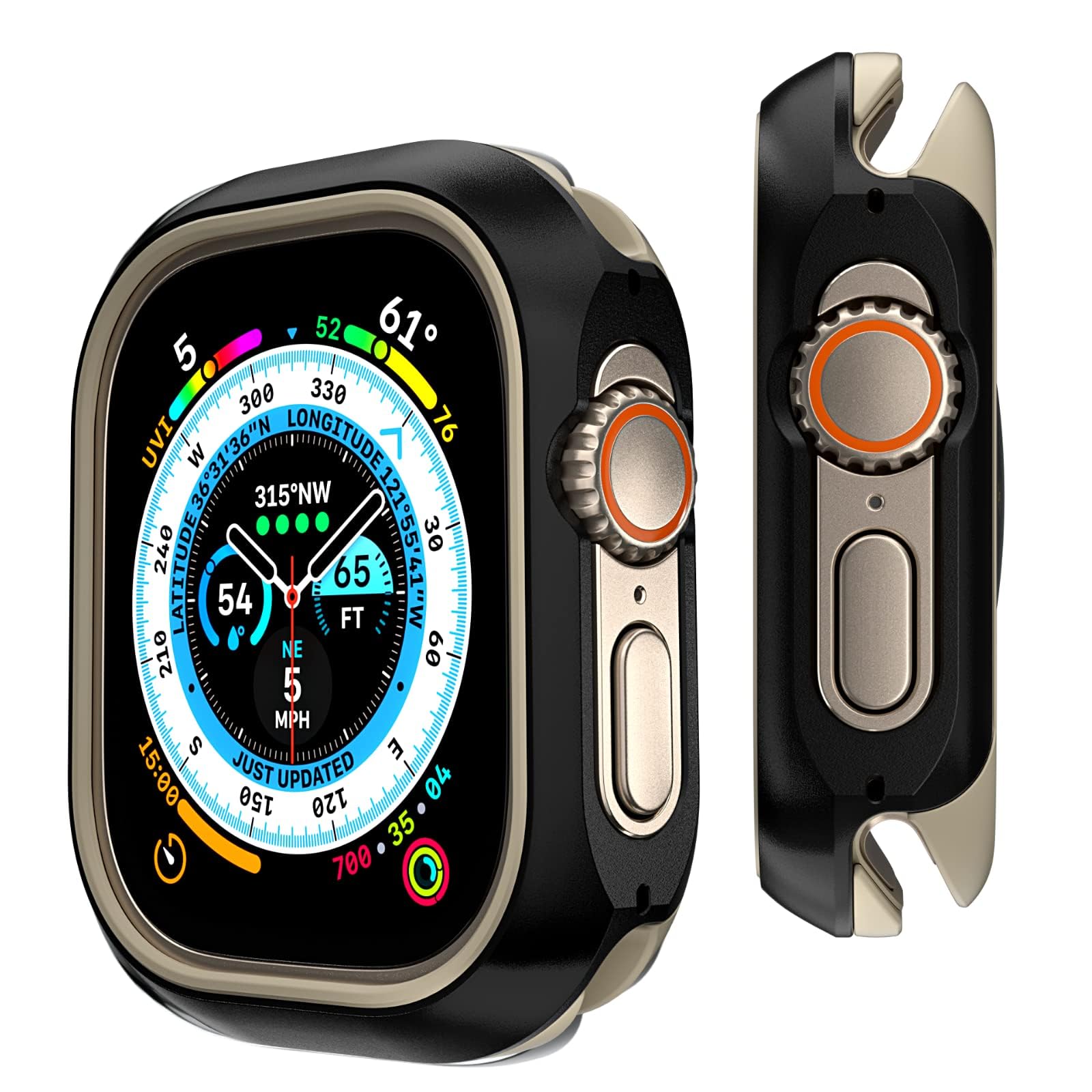 خرید از آمازون - قاب آلومینیومی MAGEASY برای Apple Watch Ultra 2، Apple Watch Ultra 49mm، پوسته سخت با ضربه گیر داخلی، Odyssey - Mixed Black Apple Watch Ultra، 49mm Mixed (49mm)