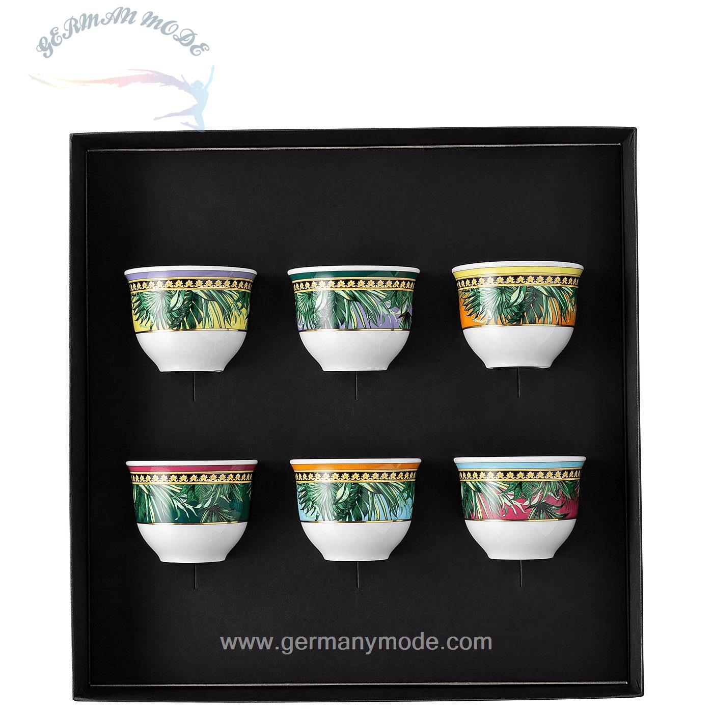 سرویس لیوان 6 نفره روزنتال آلمان Rosenthal meets Versace Becher Jungle Animalier Set 6 Becher klein ohne Henkel Porzellan