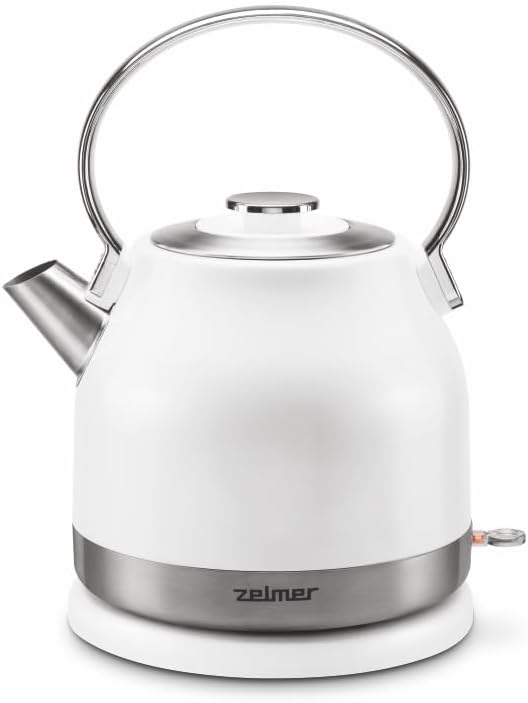 کتری برقی زلمر لهستان Zelmer ZCK7940، سفید، خاکستری، استیل ضد زنگ، 2200 وات، 1.5 لیتر، برند Zelmer