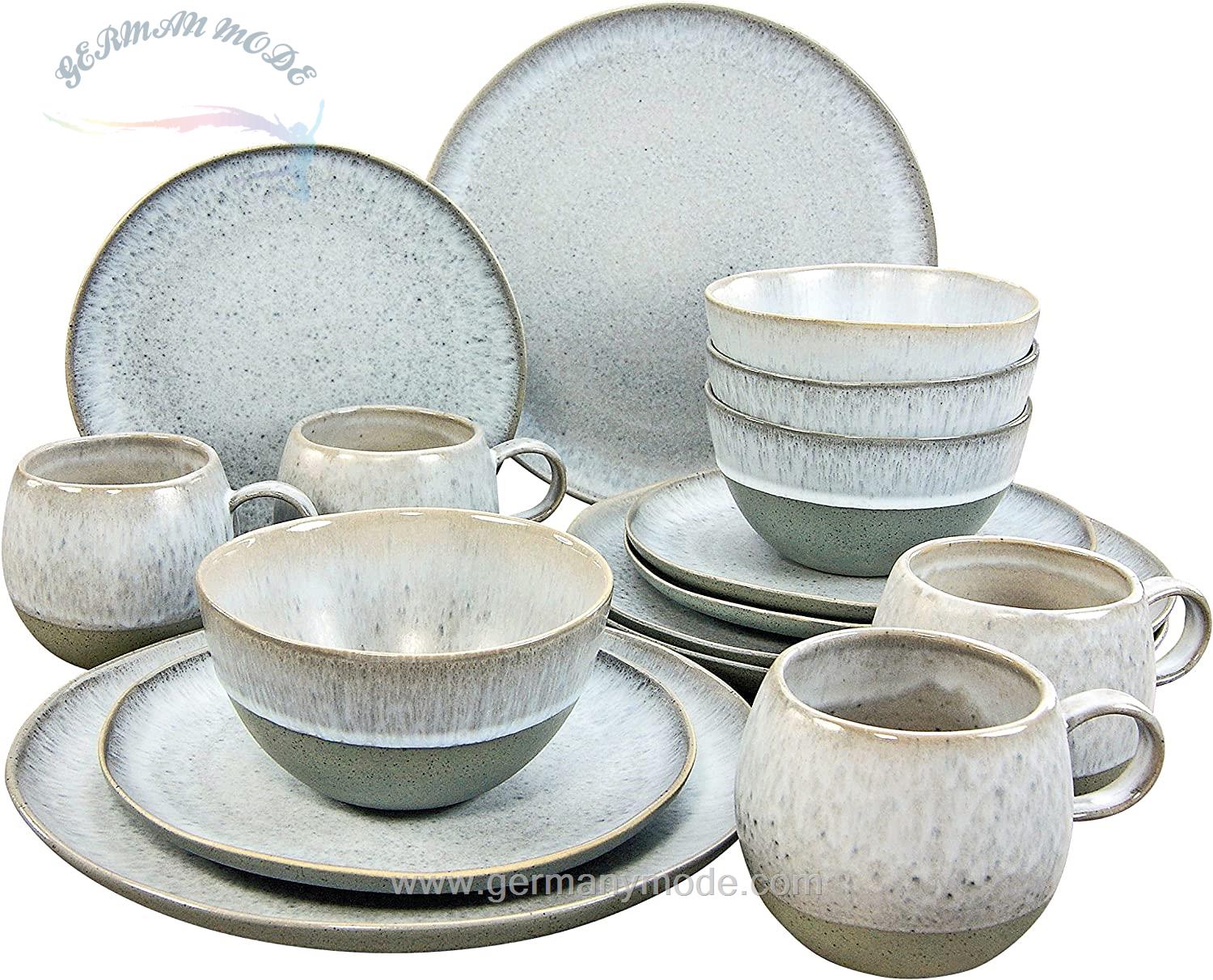 سرویس غذاخوری سفالی 16 پارچه 4 نفره کراتیبل CreaTable Kombiservice Steinzeug 16-teilig Loft Stone