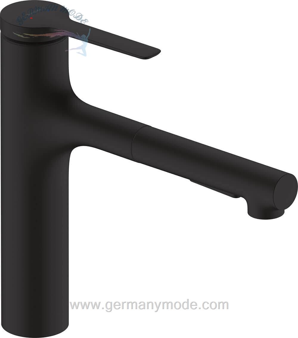 شیر مخلوط ظرفشویی شلنگ دار هانس گروهه آلمان Hansgrohe Zesis M33 259mm Einhebel Küchenarmatur sBox lite mattschwarz 74804670