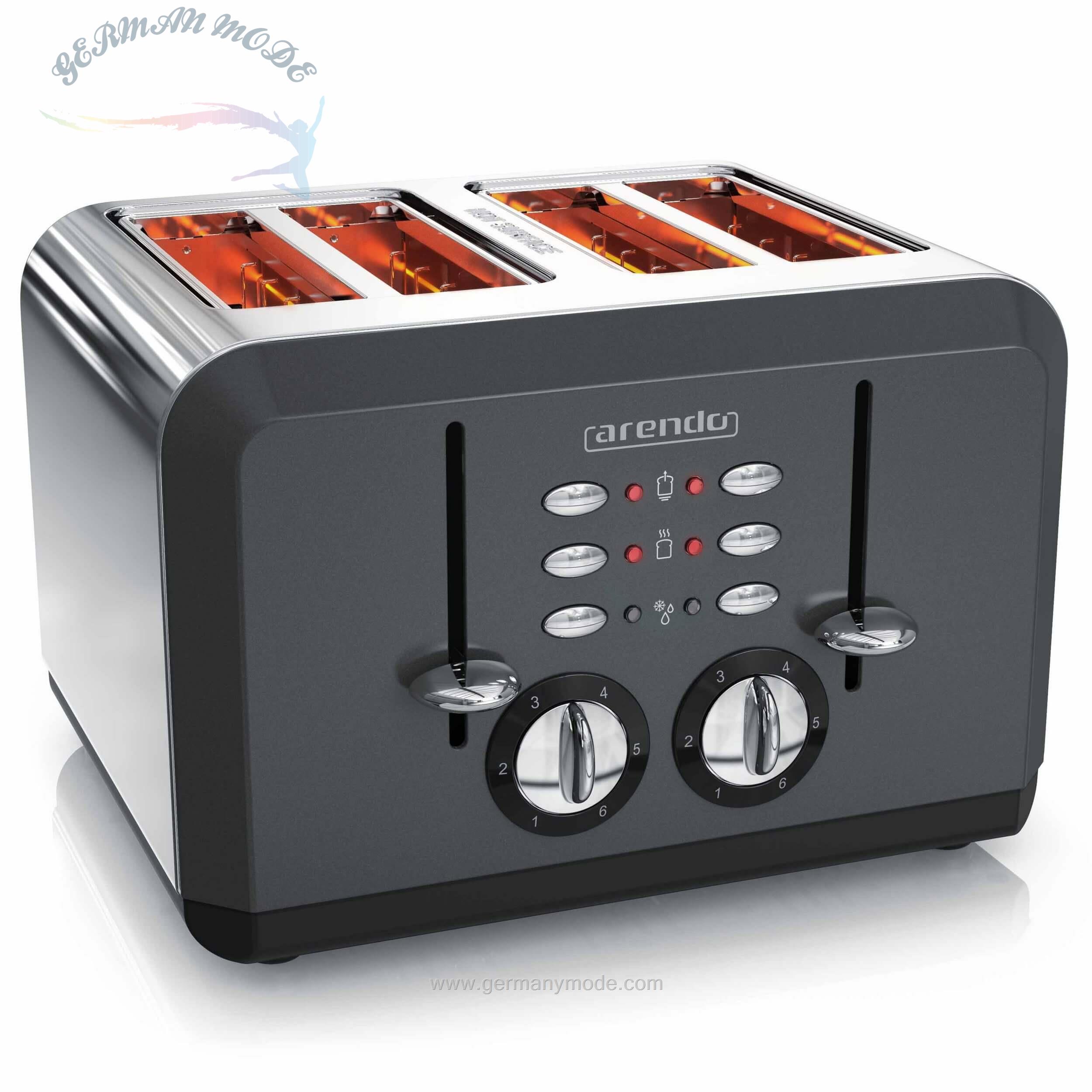 توستر آرندو آلمان Arendo Toaster-4 kurze Schlitze- für 4 Scheiben- 1630 W