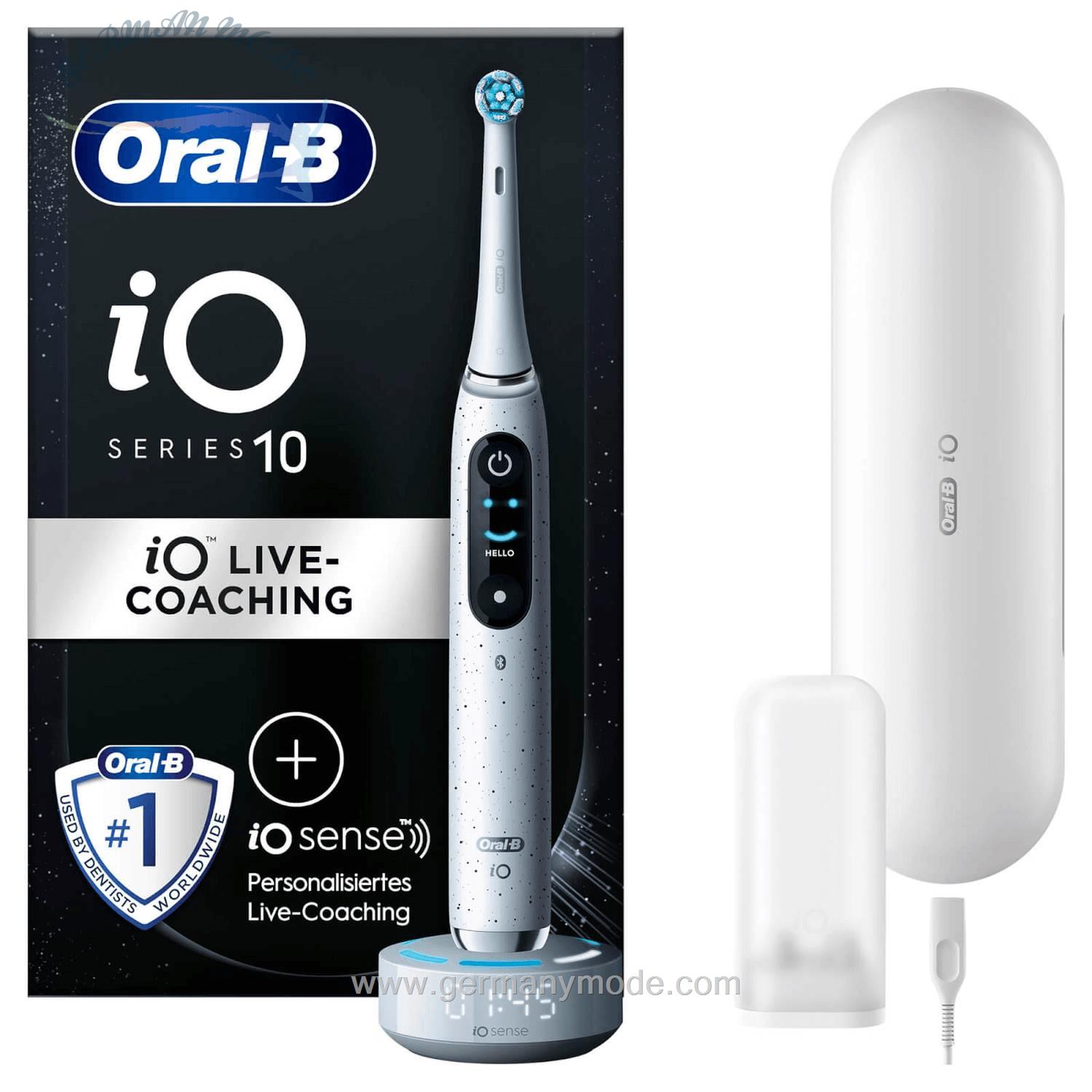 مسواک برقی اورال بی آمریکا Oral-B iO Series 10 Elektrische Zahnbürste, Lade-Reiseetui, Stardust White