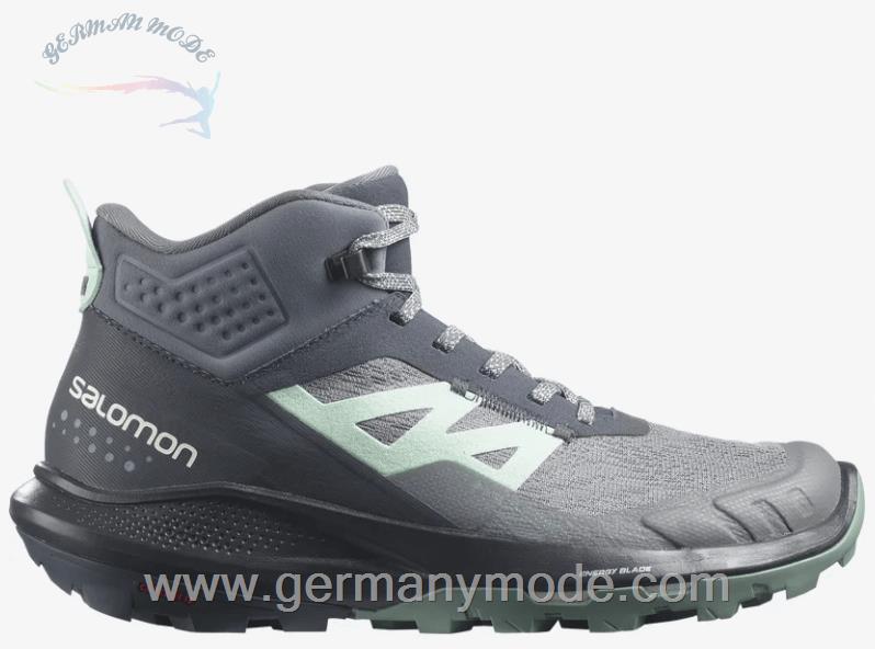 کتانی هایکینگ کوهنوردی ضد آب زنانه سالامون فرانسه SALOMON OUTPULSE MID GORE TEX Hikingschuhe Damen Ebony Quiet Shade Ebony
