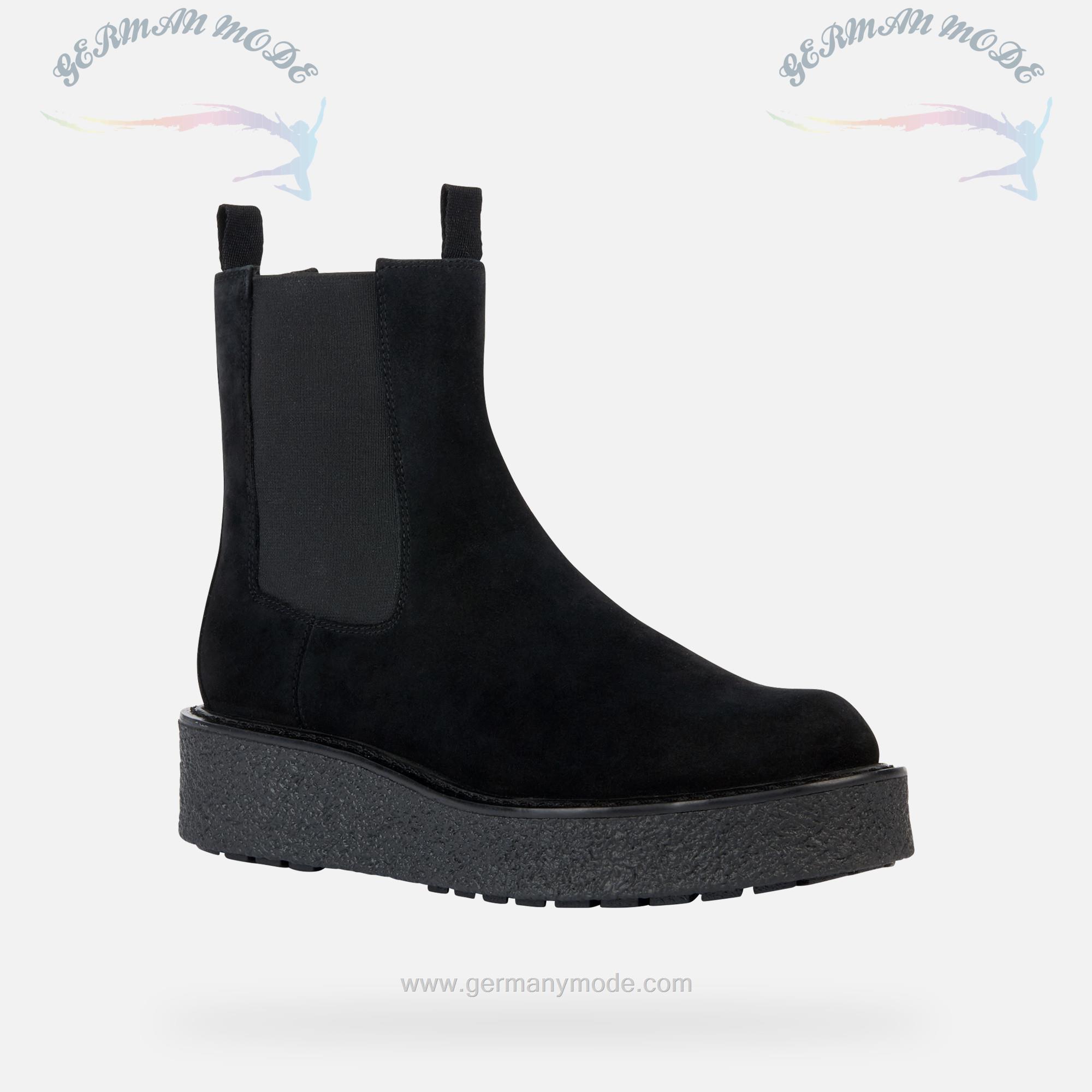 نیم بوت زنانه جی اوکس ایتالیا GEOX WILDLEDERSTIEFELETTEN Elidea Dame Schwarz