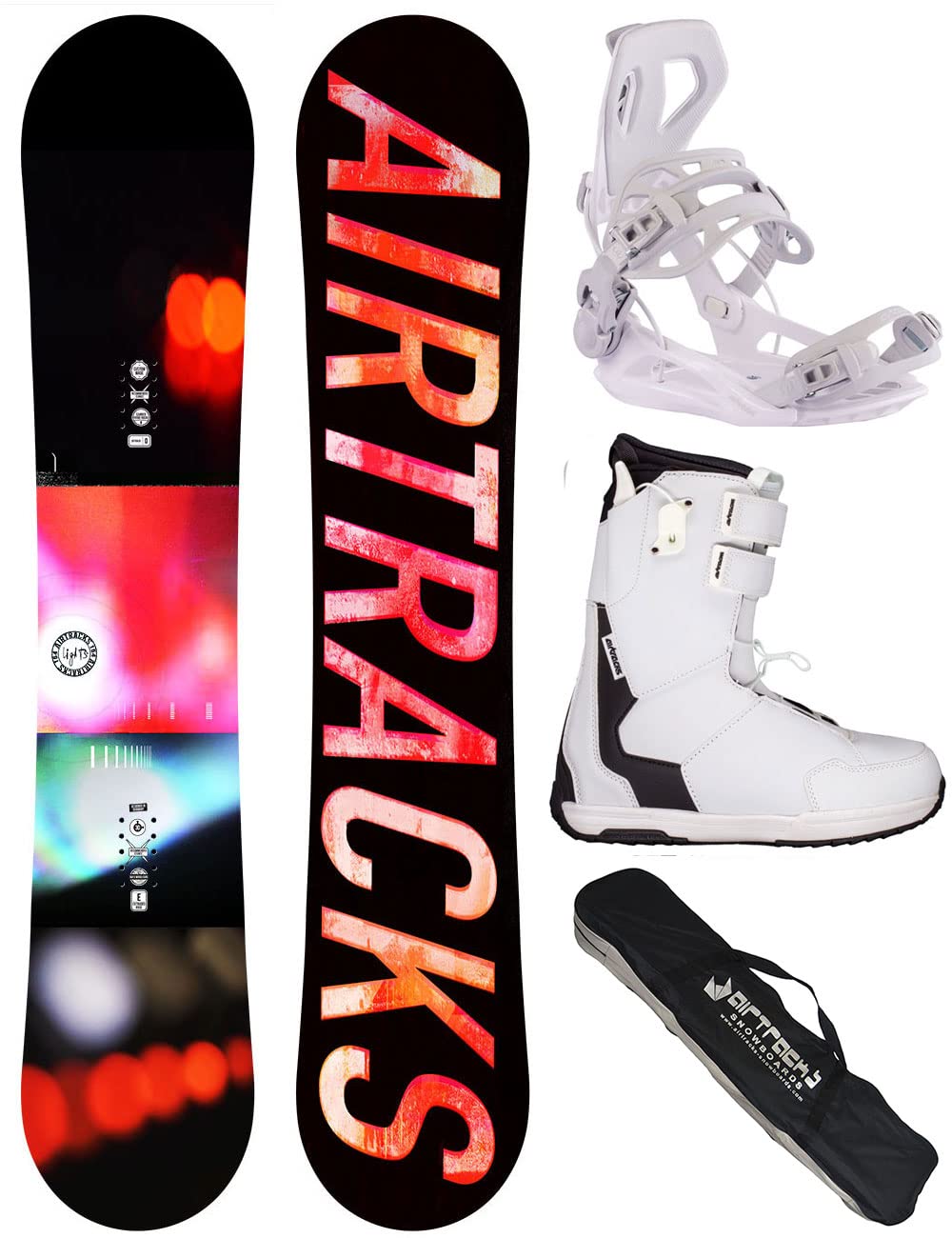 Airtracks Damen Snowboard-Set Lights Rocker + Bindung Master W Fastec + Boots + Sb Bag 138 144 147 154 cm Snowboard 144 cm Boots Master W QL 37