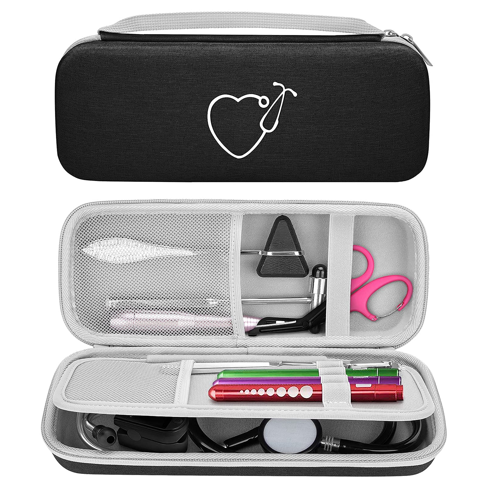 خرید از آمازون - کیف کیف گوشی Yinke برای 3M Littmann Classic III/Lightweight II SE / Cardiology IV Diagnostic/MDF Acoustica Deluxe Shethoscopes و موارد دیگر، کیف مشبک برای لوازم جانبی پرستار (مشکی)