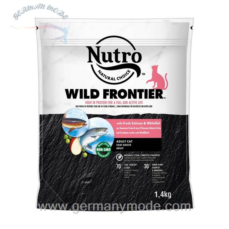 غذا خشک گربه بزرگسال نیترو آلمان Nutro WILD FRONTIER Katze Bed Wutel Adult mit Lachs uneißfisch 1-4kg