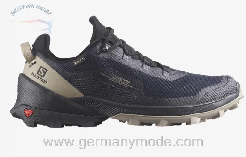 کتانی پیاده روی مردانه سالامون فرانسه SALOMON CROSS OVER GORE-TEX Hiking-Halbschuhe Herren Night Sky / Vintage Khaki / Black