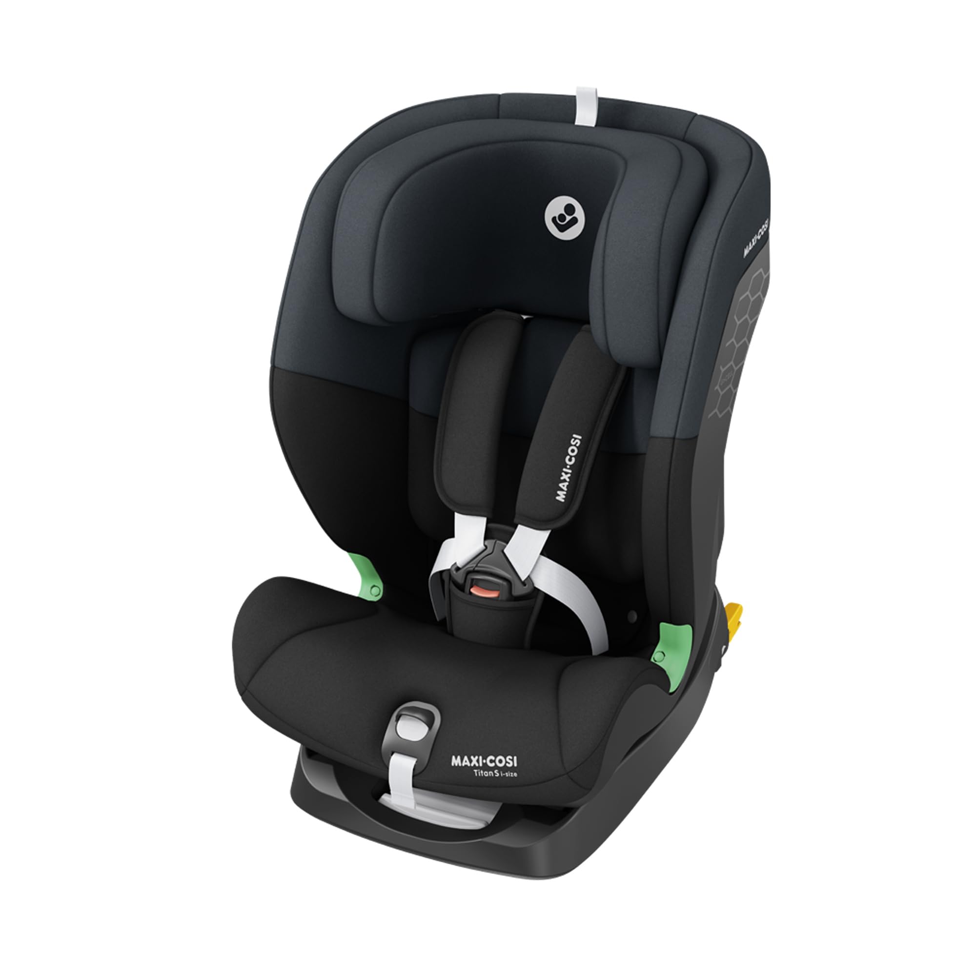 صندلی ماشین کودک مکسی کوزی آلمان Maxi-Cosi Titan S i-Size، صندلی کودک قابل تنظیم، 15 ماه تا 12 سال (76 تا 150 سانتی متر)، صندلی ماشین کودک ISOFIX، 5 موقعیت صندلی، 13 سطح پشتی سر، محافظ G-CELL، کمربند ایمنی 5 نقطه، تونال مشکی
