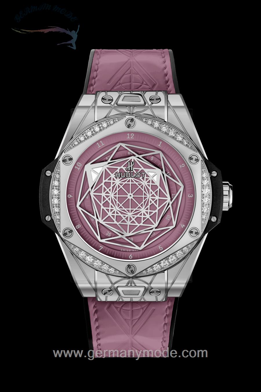 ساعت مچی مردانه هابلوت سوئیس HUBLOT ONE CLICK SANG BLEU STEEL PINK DIAMONDS