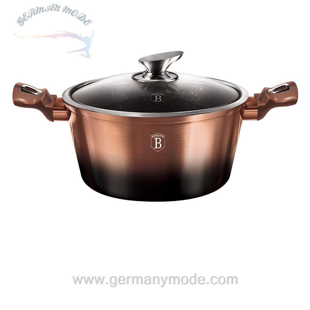 قابلمه 28 سانت درب دار برلینگر هاوس مجارستان BerlingerHaus CASSEROLE 28 CM BERLINGER HAUS BH/6109 ROSE GOLD NOIR EDITION