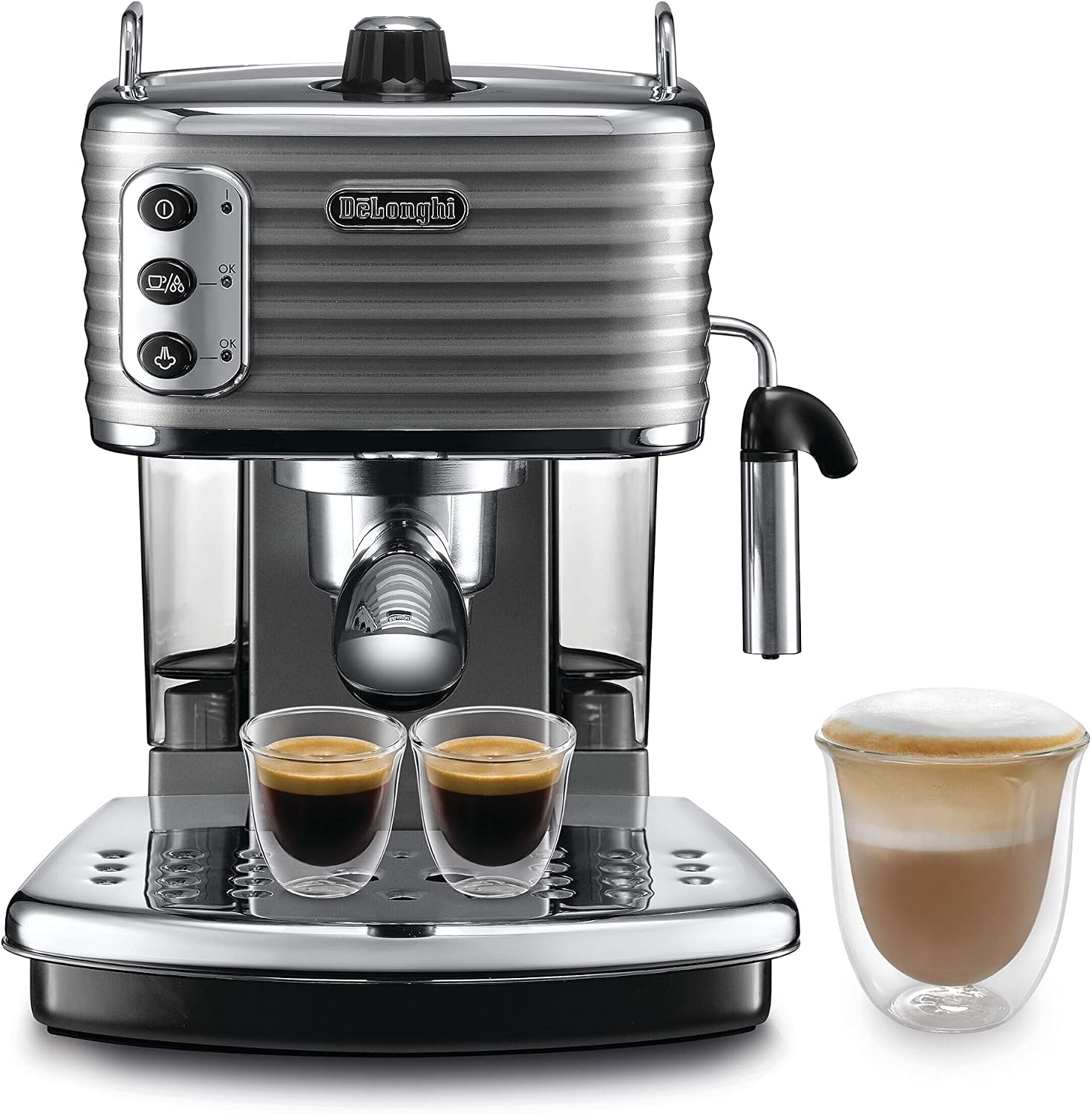 اسپرسو ساز ساز پرتافیلتر دلونگی ایتالیا DeLonghi ECZ 351.GY Scultura (1100 W) تکی خاکستری خاکستری