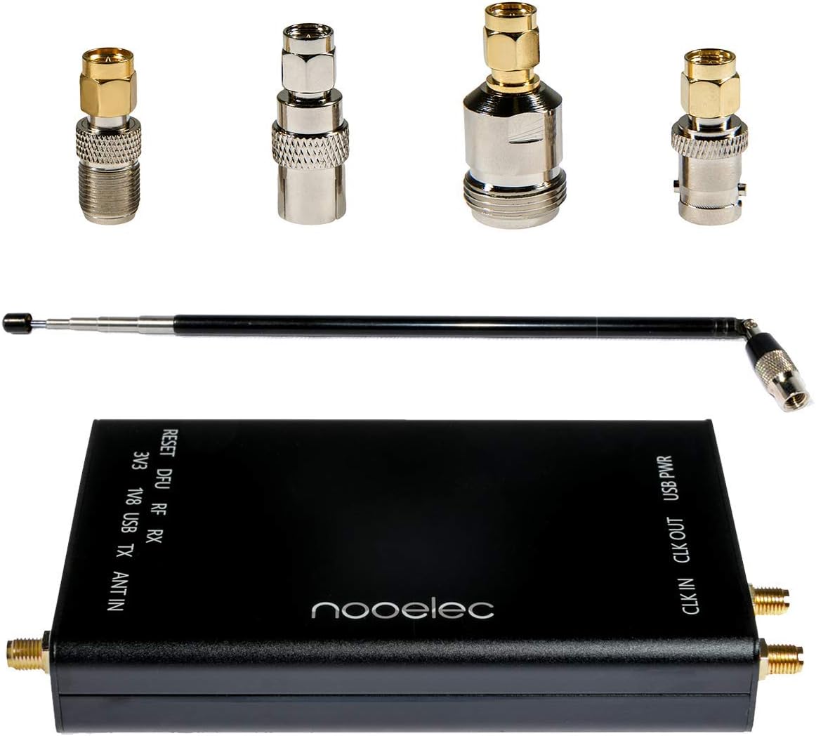 گیرنده و فرستنده SDR HackRF One رادیو تعریف شده نرم افزاری اصلی HackRF One (SDR) با قاب آلومینیومی مشکی TCXO 0.5 ppm. بسته آداپتور آنتن ANT500 و SMA