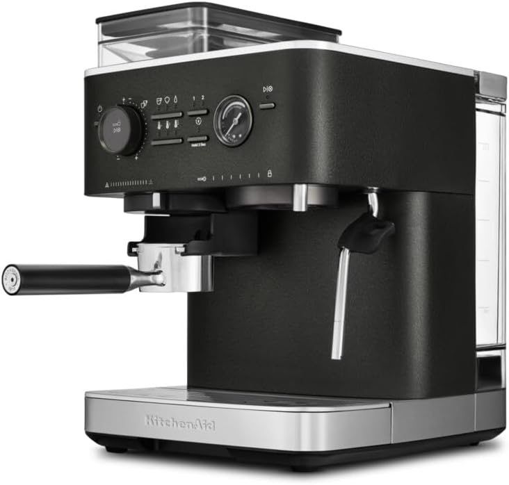 اسپرسو ساز آسیاب دار نیمه اتوماتیک کیچن اید آمریکا KitchenAid Artisan با آسیاب، چدن مشکی، 5KES6551EBK، قهوه ساز