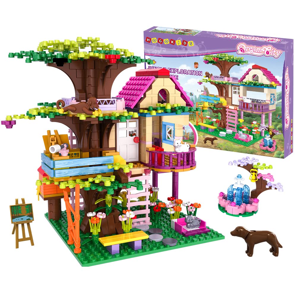 خرید از آمازون - HOGOKIDS Tree House STEM Building Toys - Creative Building Set 613PCS Forest House Building Blocks | خانه درختی با فواره و حیوانات، اسباب بازی ساخت و ساز برای 6 7 8 9 10+ کودکان دختران پسر