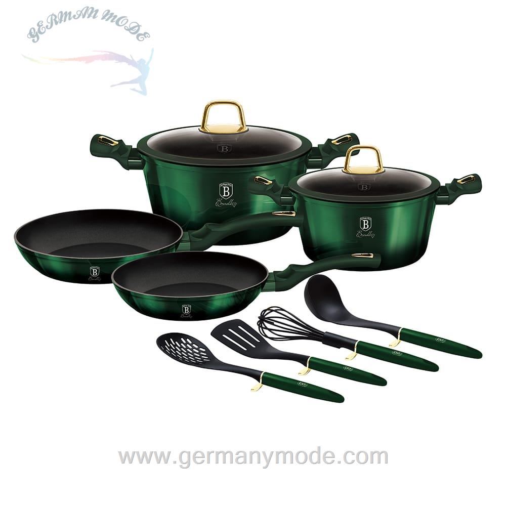 سرویس قابلمه ماهیتابه کفگیر ملاقه 10 پارچه برلینگر هاوس مجارستان BerlingerHaus10-PIECE COOKWARE SET BERLINGER HAUS BH-7039 EMERALD COLLECTION