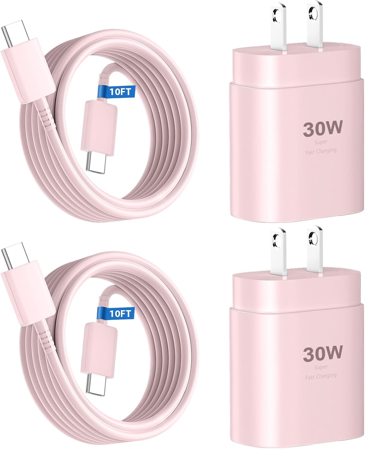 شارژر آیفون ۱۵، کابل شارژ سریع USB-C به C به طول ۳ متر، شارژر سریع ۳۰ واتی USB-C آیفون ۱۵ پرو مکس برای آیفون ۱۵/۱۵ پرو مکس/۱۵ پرو/۱۵ پلاس/پرو ۱۲.۹/۱۱ اینچی، سامسونگ گلکسی S24 اولترا پلاس، صورتی ۱۰ فوتی