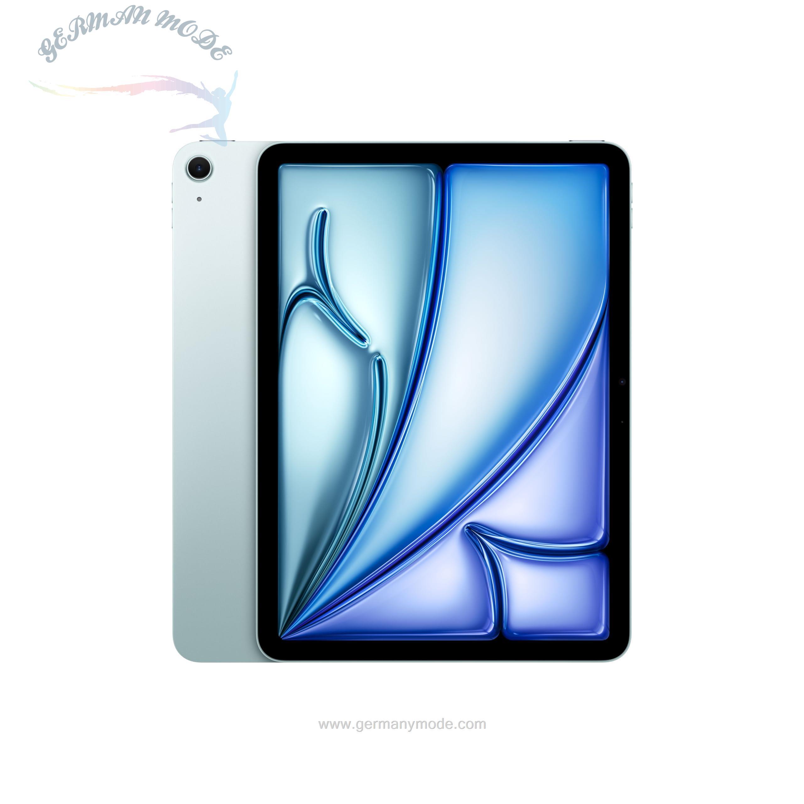 تبلت آیپد اپل اورجینال 11 اینچی iPad Air (M2): صفحه نمایش مایع شبکیه چشم، 512 گیگابایت، دوربین جلوی افقی 12 مگاپیکسلی/دوربین عقب 12 مگاپیکسلی، Wi-Fi 6E، تاچ آیدی، باتری تمام روز - آبی آبی 512 گیگابایتی Wi-Fi