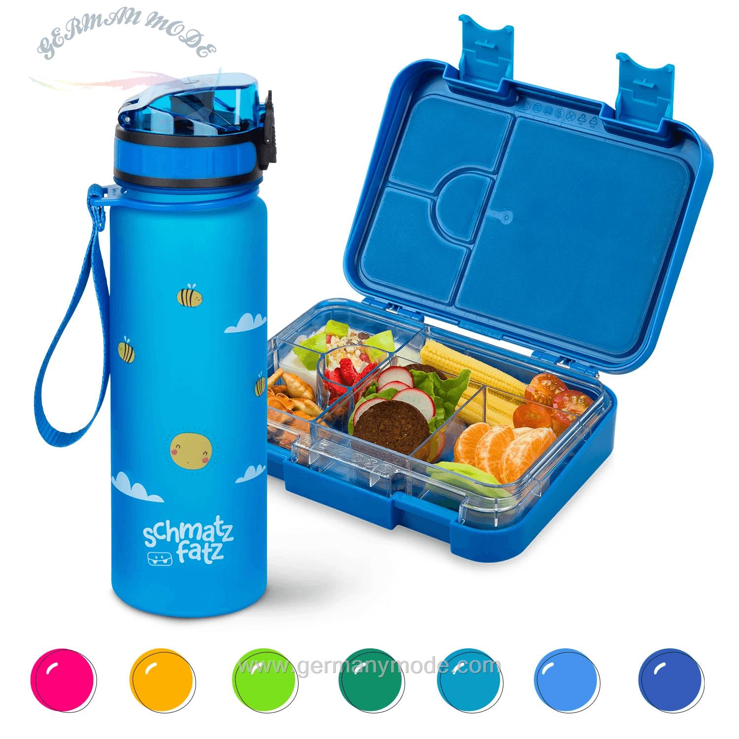 ظرف غذا اسنک کودک و قمقمه کلارشتاین آلمان Klarstein schmatzfatz Frühstücksset, Trinkflasche, Lunchbox Blue Giraffe