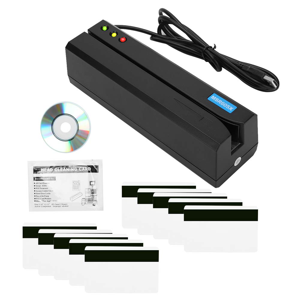 خرید از آمازون - کارت خوان مغناطیسی، کارت خوان MSR605X USB 3 Tracks Mini Mag Hi‑Co Swiper Magnetic Card Reader برای پرداخت بدون تماس با کارت های اعتباری و بدهی